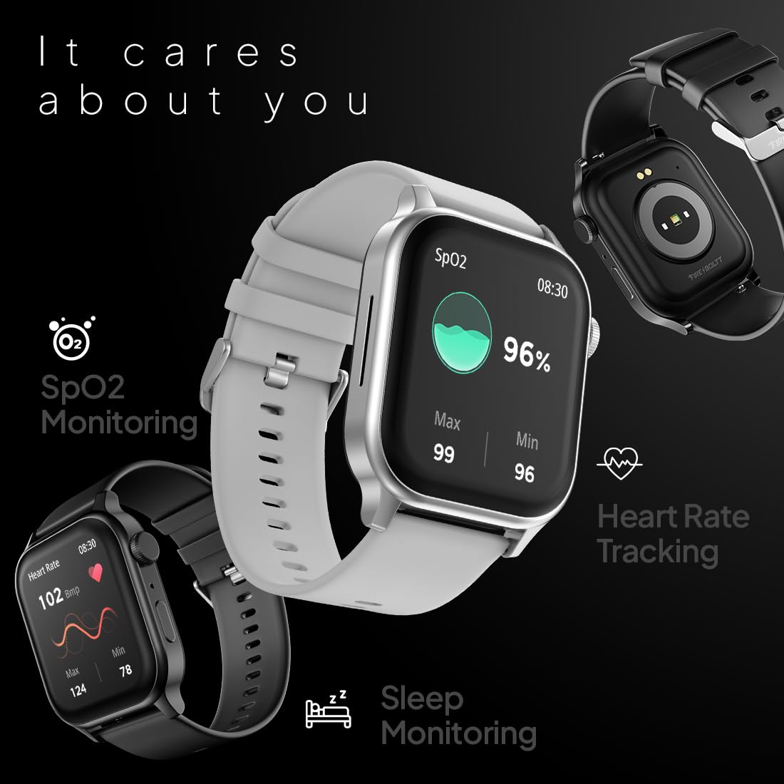Fire‑Boltt Rise Smart Watch 1.85″ HD Display with Bluetooth Calling, AI Voice Assistant, Rotating Crown,SpO2 & Heart Rate Monitor