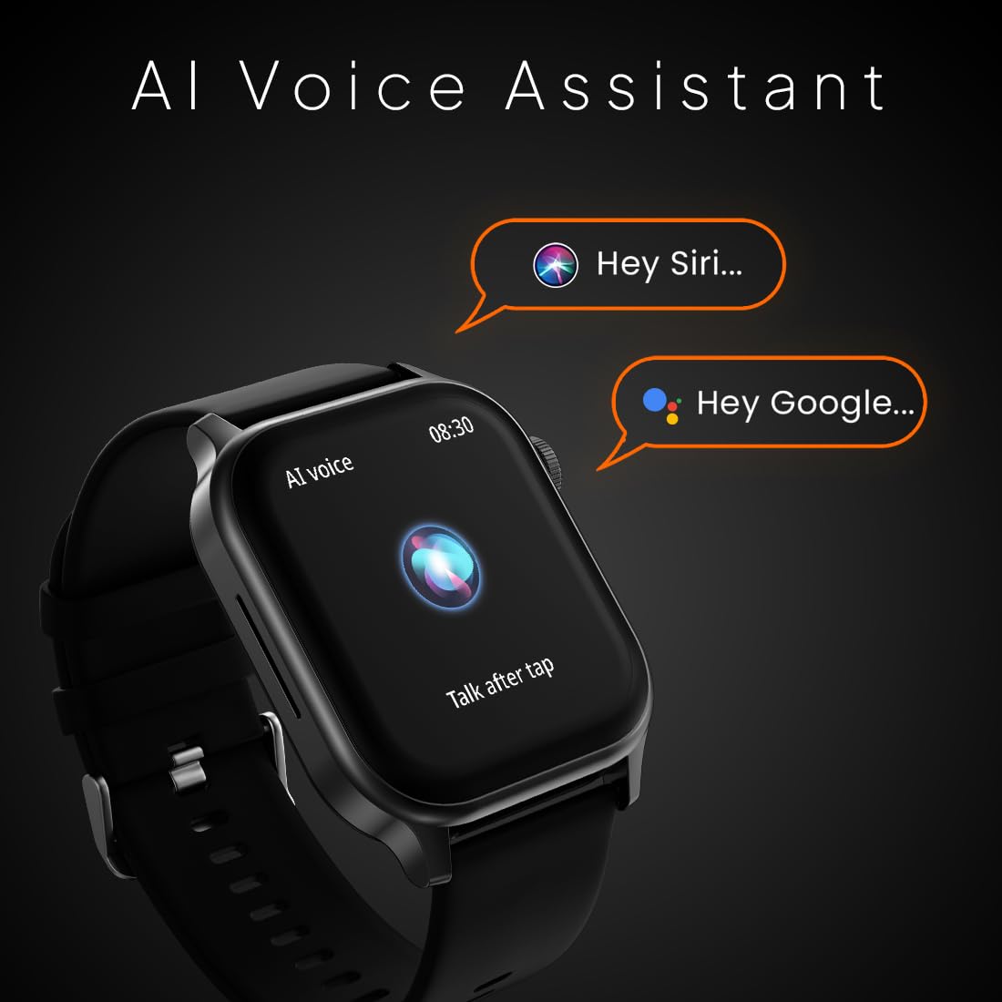 Fire‑Boltt Rise Smart Watch 1.85″ HD Display with Bluetooth Calling, AI Voice Assistant, Rotating Crown,SpO2 & Heart Rate Monitor