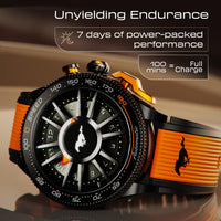 GOBOULT Newly Launched Mustang Stallion Smart Watch 1.43'' AMOLED Display, Rotating Bezel, BT Calling, 200+Watchfaces, 700 Nits Brightness, AI Voice Assistant, SpO2 Monitoring (Turbo Orange)