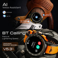 GOBOULT Newly Launched Mustang Stallion Smart Watch 1.43'' AMOLED Display, Rotating Bezel, BT Calling, 200+Watchfaces, 700 Nits Brightness, AI Voice Assistant, SpO2 Monitoring (Turbo Orange)