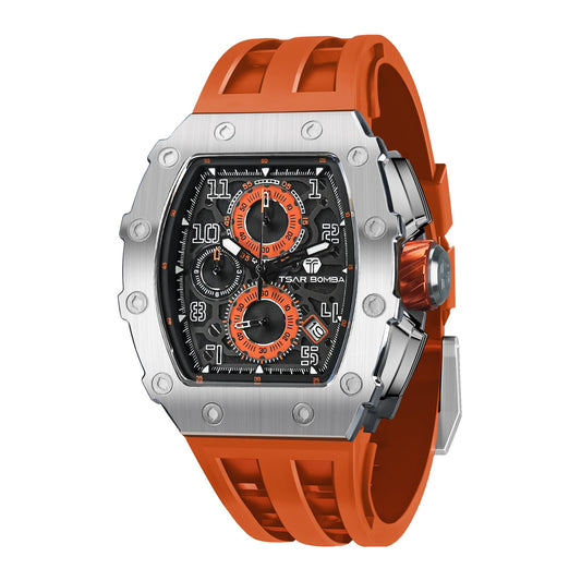 TSAR BOMBA Mens Watches Luxury Tonneau Watches for Men Waterproof 50M Analog Watch Chronograph Calendar Date Men’s Dress Business Work Watch