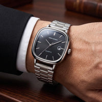 AMERICANVIBER Men's Silver, Watch with Stainless Steel Band | Water-Resistant Analog Dress & Casual Wristwatch