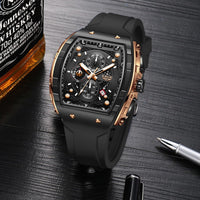 LIGE Mens Watches Luxury Tonneau Watches for Men Waterproof Analog Watch Chronograph Calendar Date Men’s Dress Business Work Watch Large Square Face Wristwatch