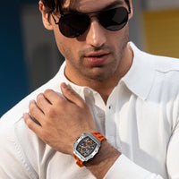 TSAR BOMBA Mens Watches Luxury Tonneau Watches for Men Waterproof 50M Analog Watch Chronograph Calendar Date Men’s Dress Business Work Watch