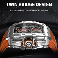 TSAR BOMBA Mens Watches Luxury Tonneau Watches for Men Waterproof 50M Analog Watch Chronograph Calendar Date Men’s Dress Business Work Watch