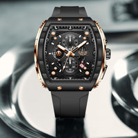 LIGE Mens Watches Luxury Tonneau Watches for Men Waterproof Analog Watch Chronograph Calendar Date Men’s Dress Business Work Watch Large Square Face Wristwatch