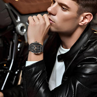 LIGE Mens Watches Luxury Tonneau Watches for Men Waterproof Analog Watch Chronograph Calendar Date Men’s Dress Business Work Watch Large Square Face Wristwatch