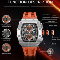 TSAR BOMBA Mens Watches Luxury Tonneau Watches for Men Waterproof 50M Analog Watch Chronograph Calendar Date Men’s Dress Business Work Watch