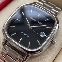 AMERICANVIBER Men's Silver, Watch with Stainless Steel Band | Water-Resistant Analog Dress & Casual Wristwatch
