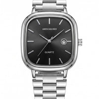 AMERICANVIBER Men's Silver, Watch with Stainless Steel Band | Water-Resistant Analog Dress & Casual Wristwatch