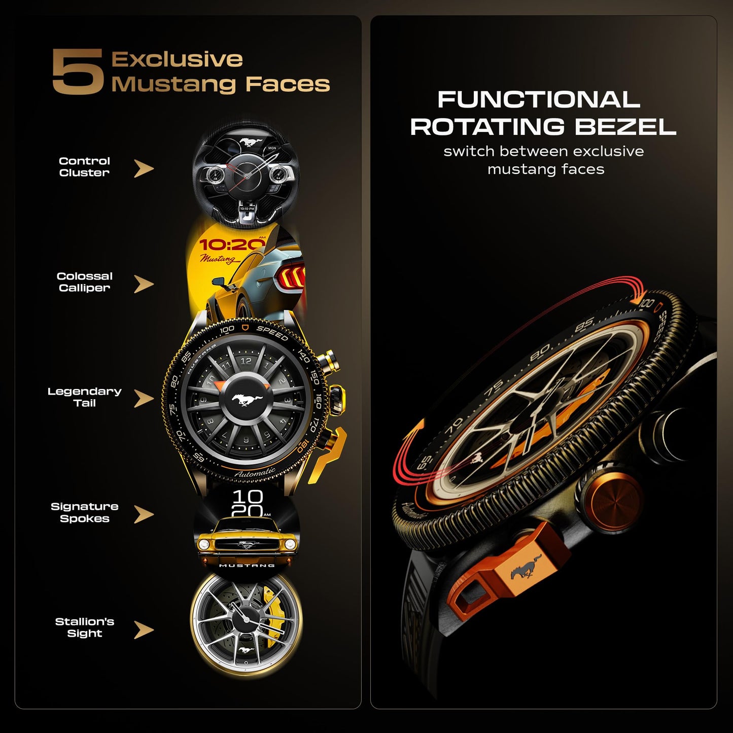 GOBOULT Newly Launched Mustang Stallion Smart Watch 1.43'' AMOLED Display, Rotating Bezel, BT Calling, 200+Watchfaces, 700 Nits Brightness, AI Voice Assistant, SpO2 Monitoring (Turbo Orange)