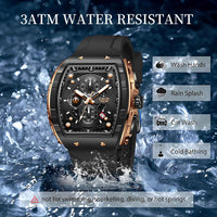 LIGE Mens Watches Luxury Tonneau Watches for Men Waterproof Analog Watch Chronograph Calendar Date Men’s Dress Business Work Watch Large Square Face Wristwatch