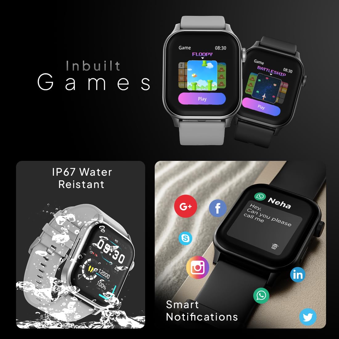 Fire‑Boltt Rise Smart Watch 1.85″ HD Display with Bluetooth Calling, AI Voice Assistant, Rotating Crown,SpO2 & Heart Rate Monitor
