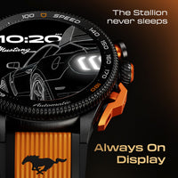 GOBOULT Newly Launched Mustang Stallion Smart Watch 1.43'' AMOLED Display, Rotating Bezel, BT Calling, 200+Watchfaces, 700 Nits Brightness, AI Voice Assistant, SpO2 Monitoring (Turbo Orange)