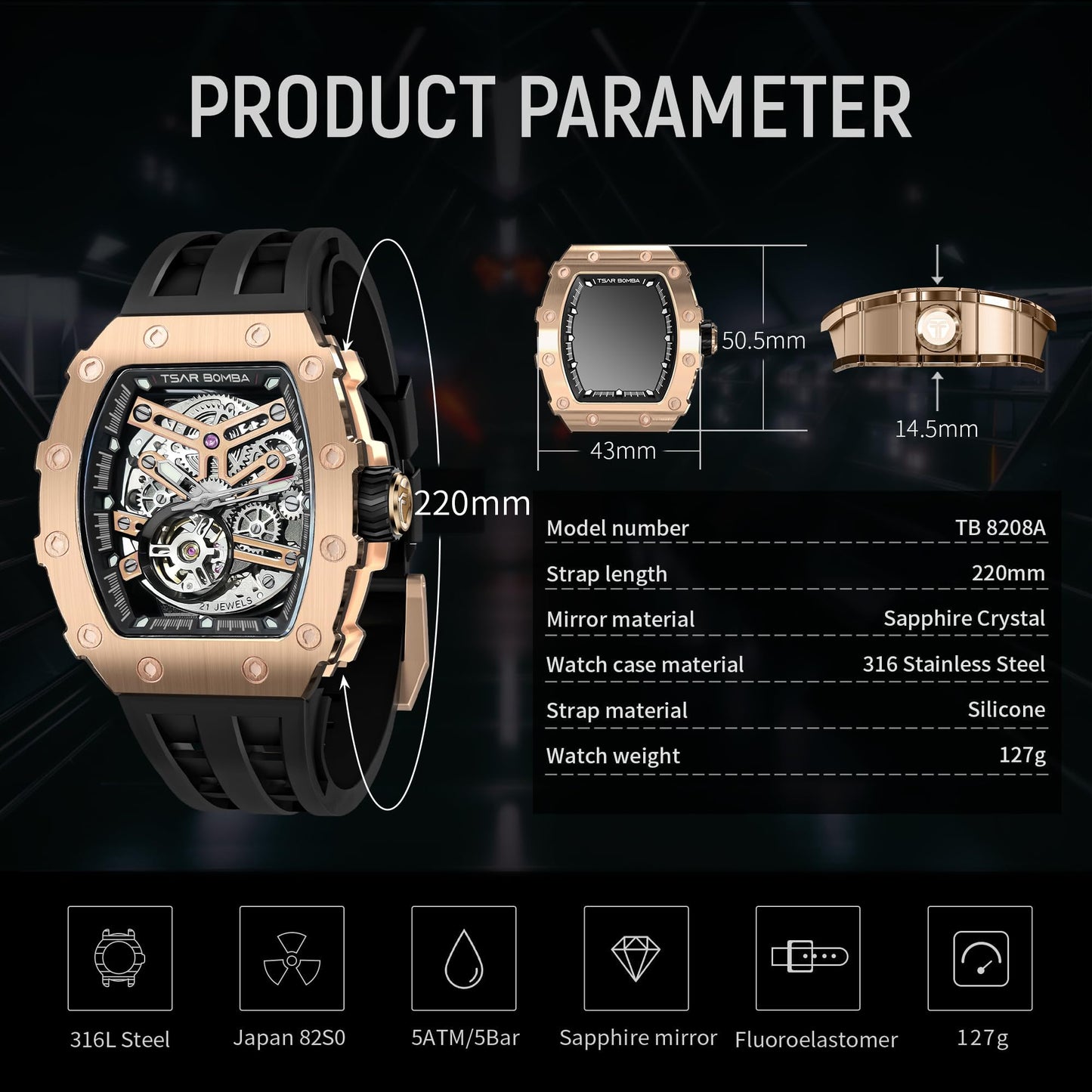 Tsar Bomba Luxury Men's Automatic Watch