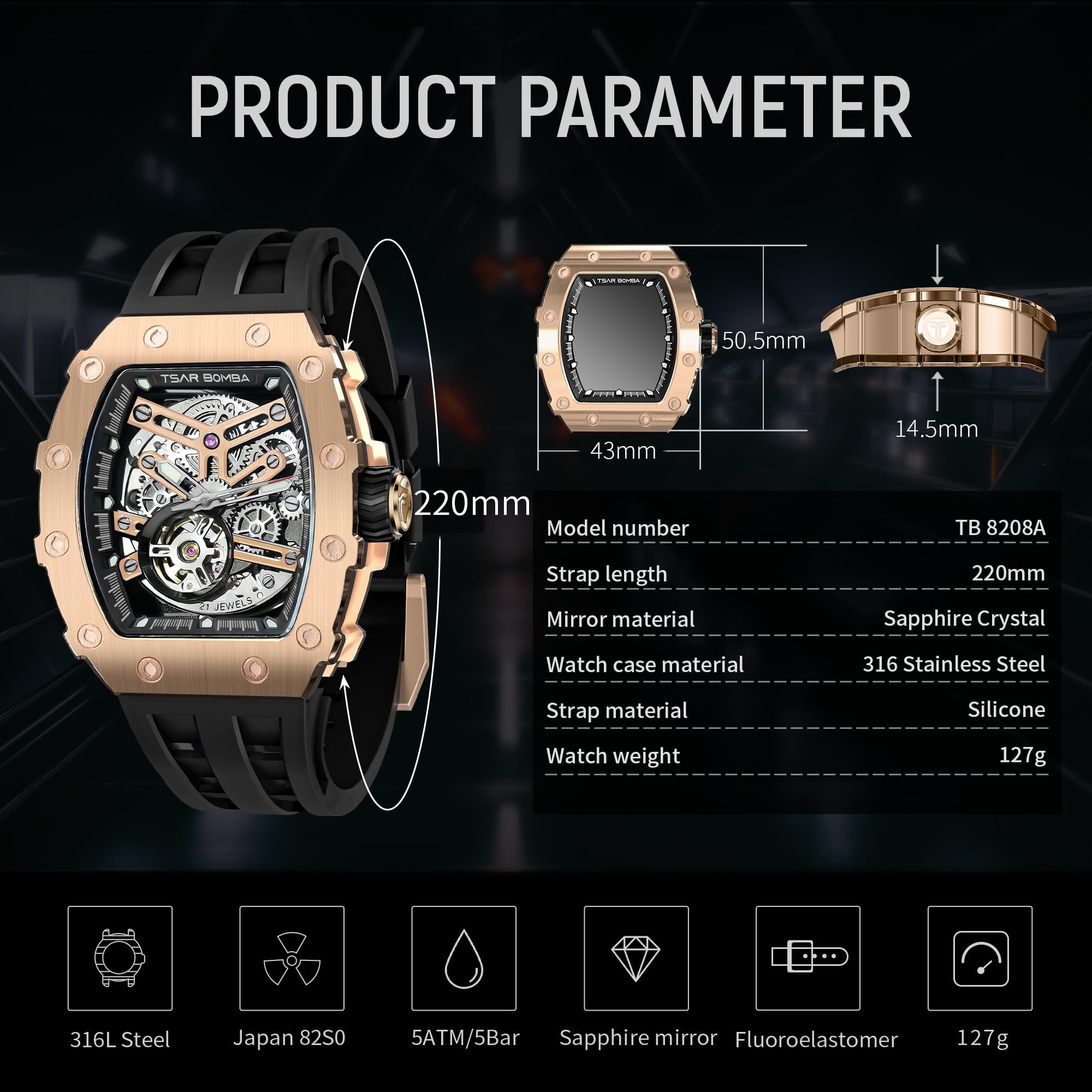 Tsar Bomba Luxury Men's Automatic Watch